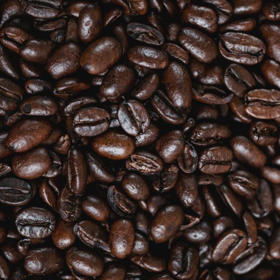 Premium AA grade coffee beans, macro detail